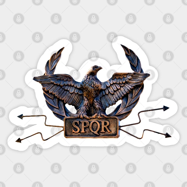 SPQR Senatus Populus Que Romanus Brass Eagle Sticker by 8 Fists of Tees